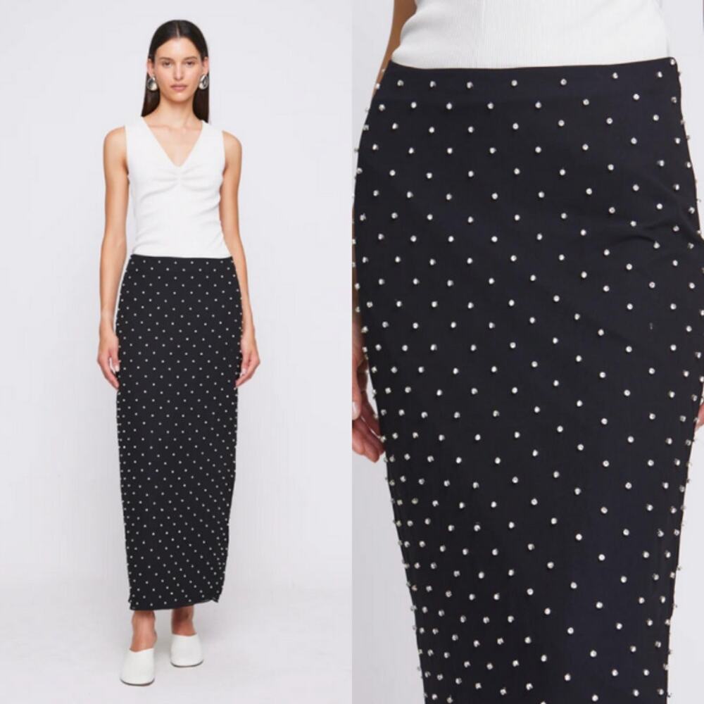 Anna Quan 1480$ Rhinestoneb‎ Embellished Skirt US 2 Fancy Gala Wedding Black Tie